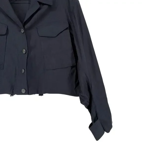 Rag & Bone Piper Linen Jacket Navy SZ L Big Pockets Adjustable Waist NWOT - Picture 7 of 11